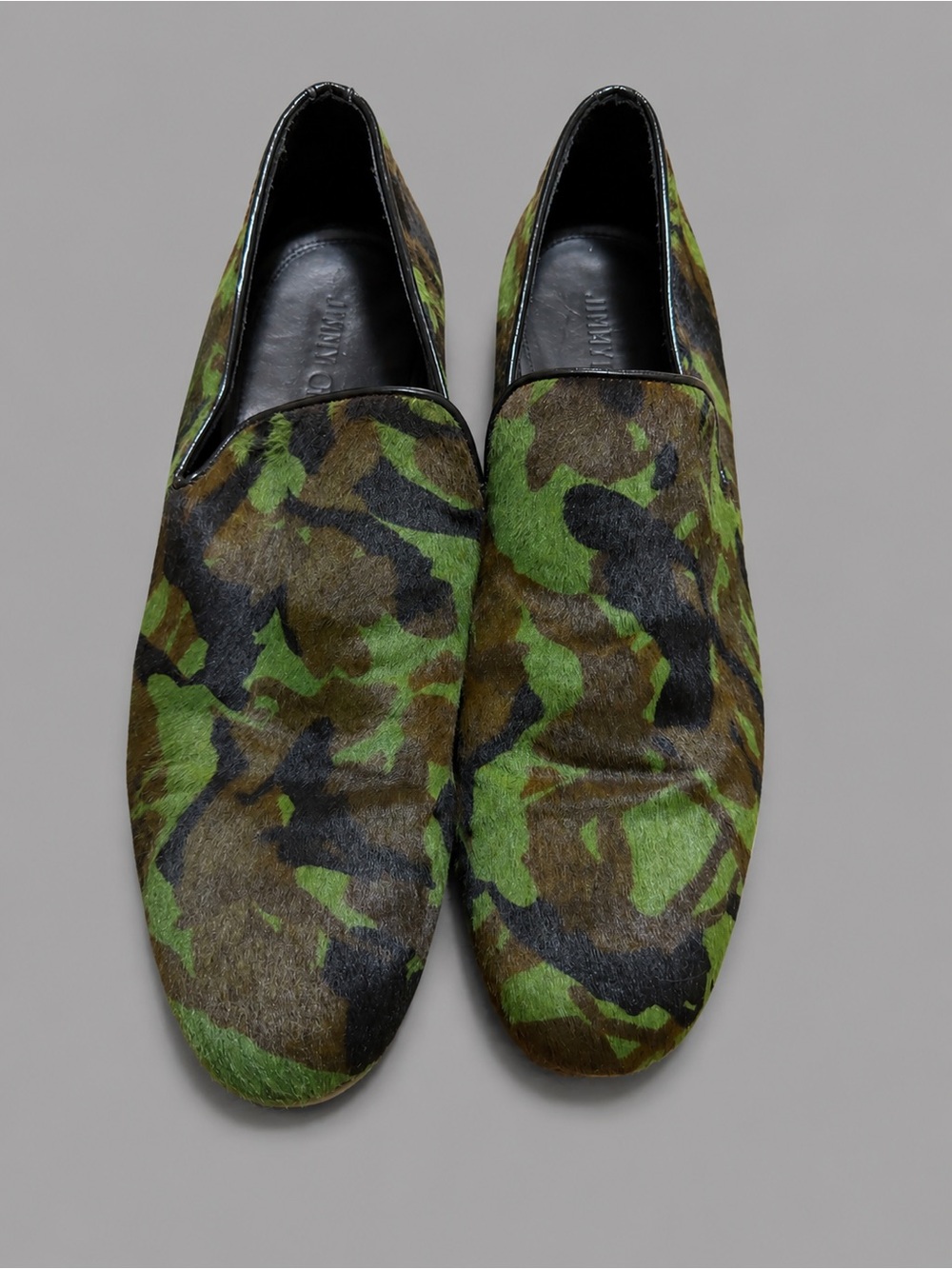Jimmy Choo
Calf Hair Camouflage Print Slippers